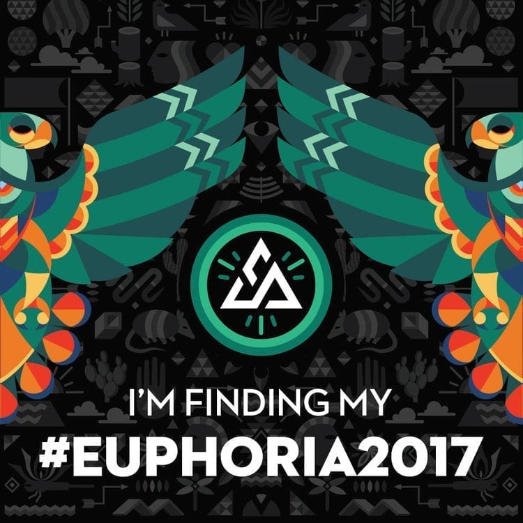 Graphic featuring totem-style hawks with the Euphoria Fest logo and text: "I'm finding my #Euphoria2017"