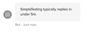Screenshot of autoreply in customer service chat