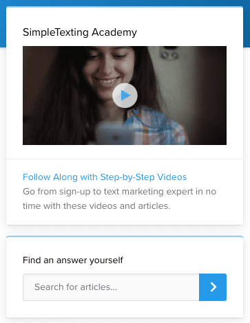 Screenshot of help center articles and videos for digital customer service