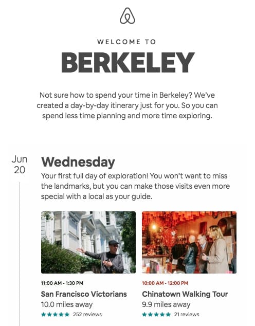 Example customer engagement email from Airbnb