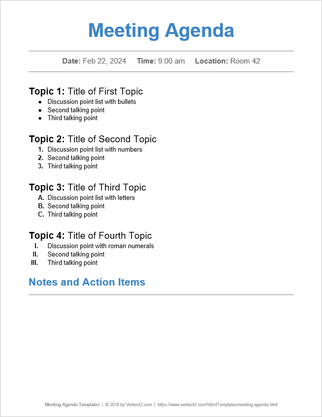 Free Meeting Agenda Template Google Docs