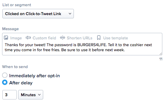 Autoresponder for people who clicked on click-to-tweet message