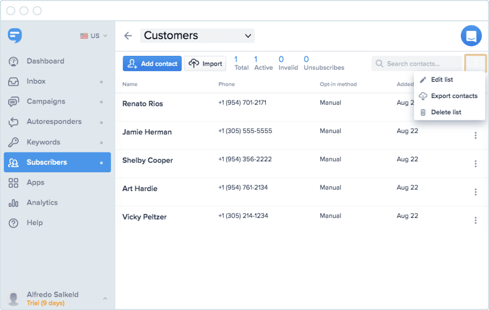 Import and Export Contacts