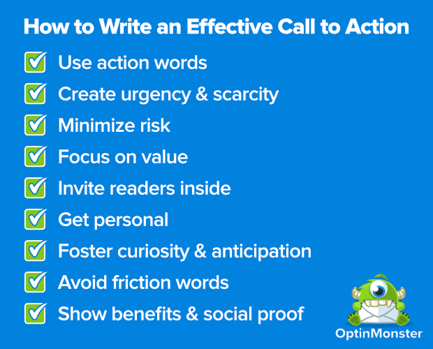 How to write an effective call to action - from OptinMonster.