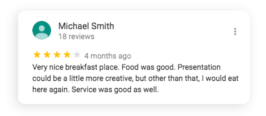 An example of a customer review that provides good constructive feedback