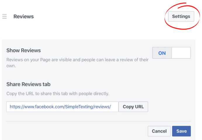 How to find the reviews tab link or URL on Facebook.