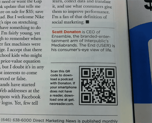 Example of a QR code used for mobile advertising. 