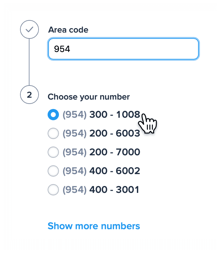 Selecting a number on SimpleTexting