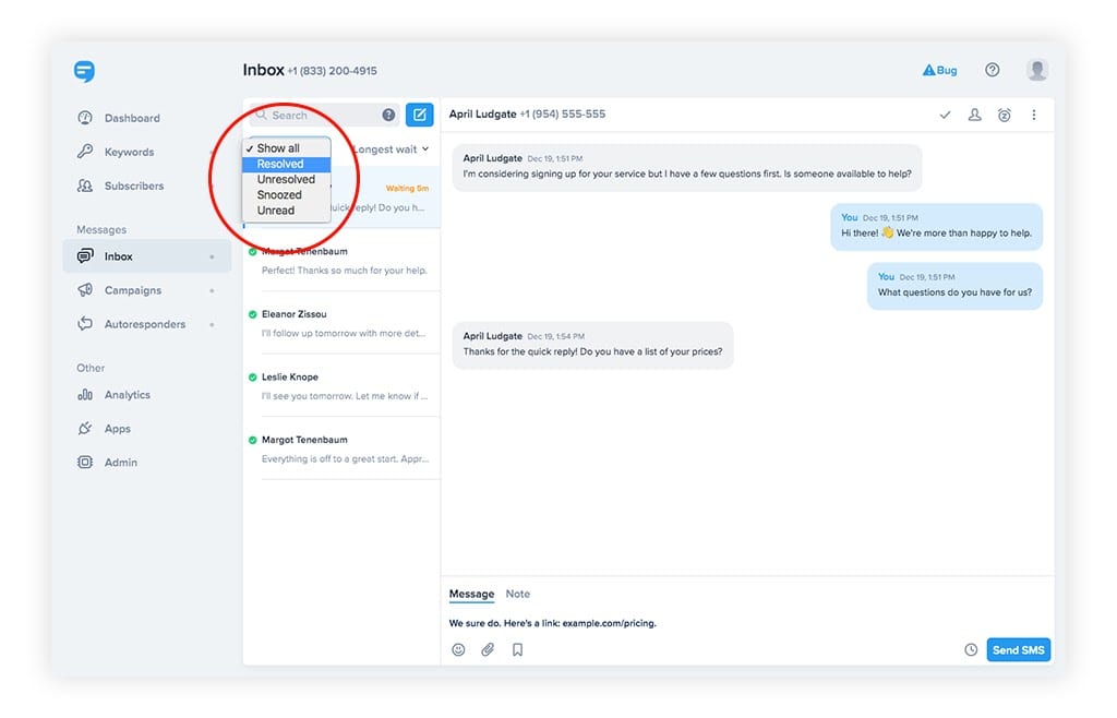 SMS Inbox How to Create an SMS & MMS Inbox SimpleTexting