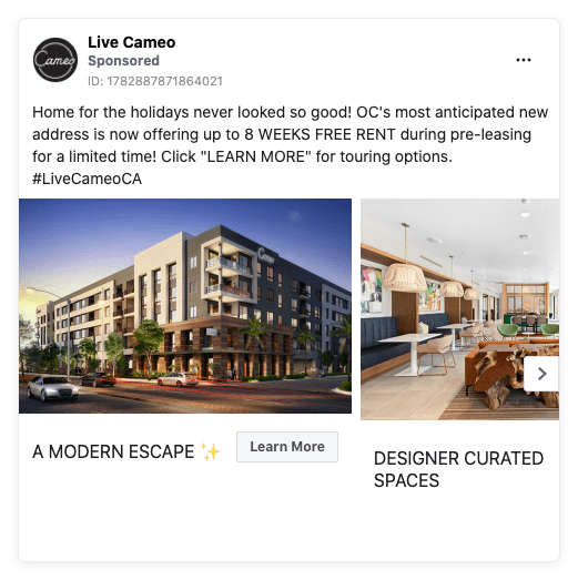 Facebook real estate ad carousel