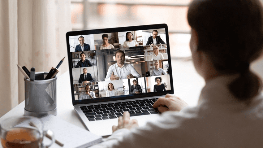 An attendee view of a virtual meeting