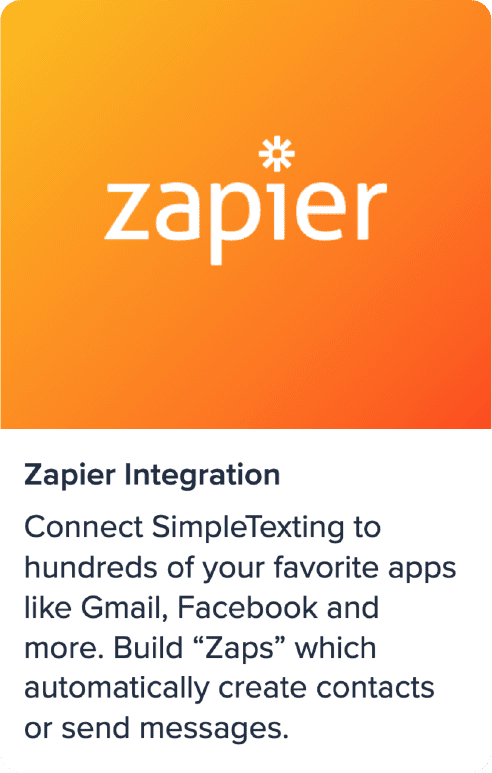 screenshot of Zapier button on SimpleTexting dashboard to connect with Zapier