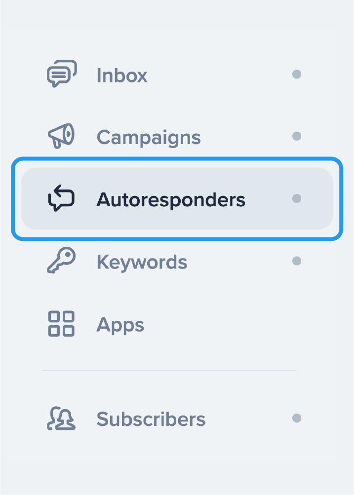 screenshot of Autoresponders on SimpleTexting dashboard for community app