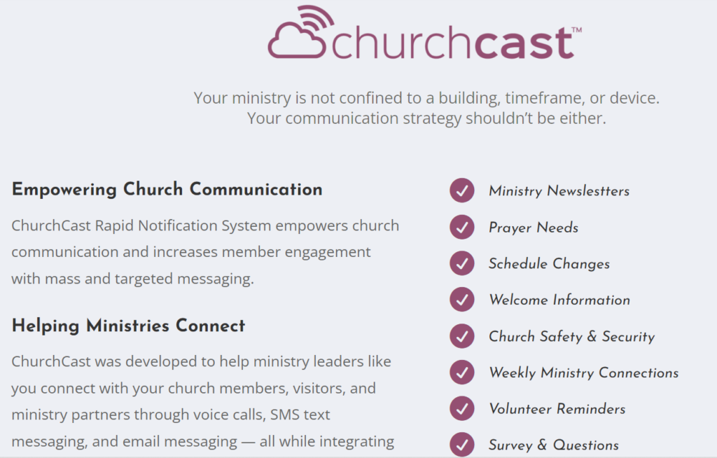 ChurchCast church texting service