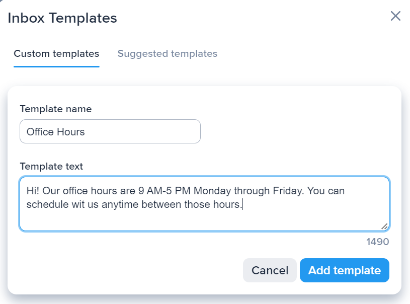 A sample template for appointment scheduling