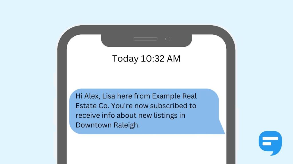 A thank-you for a new text contact
