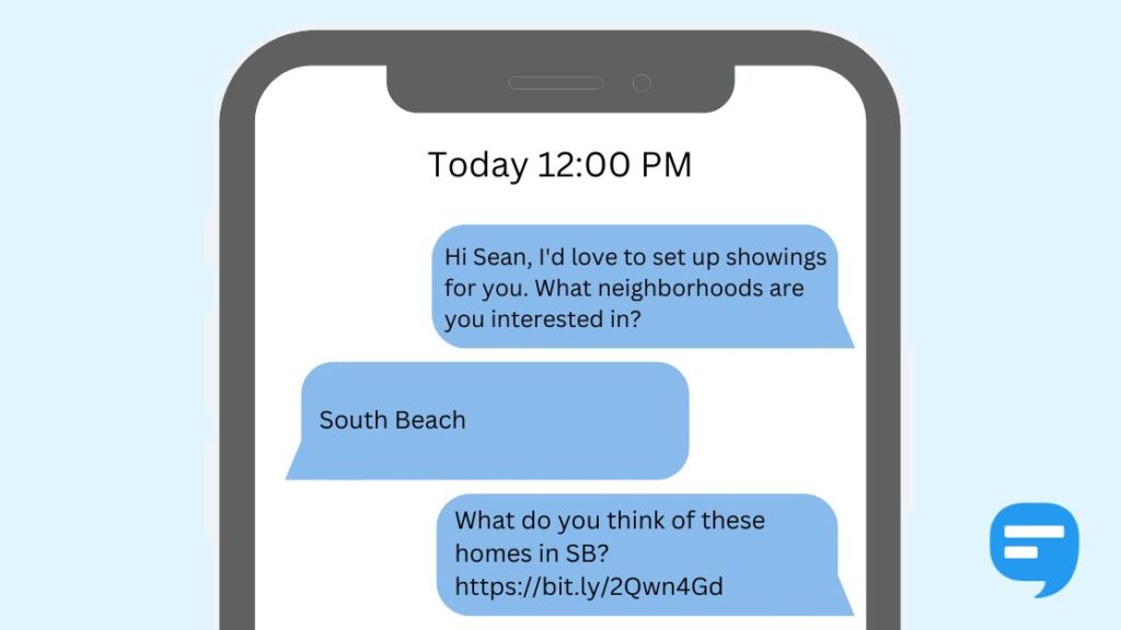 Real estate agent texts asking for details