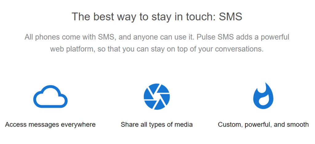 Images from the Pulse SMS app website