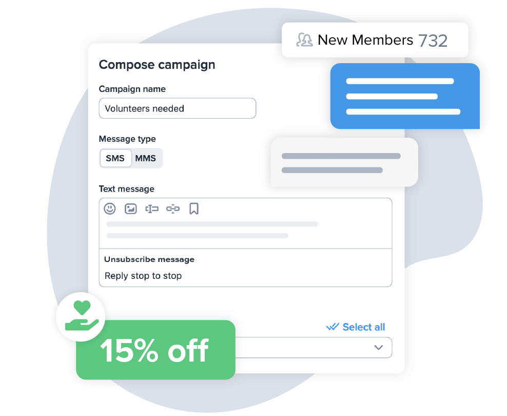Easily build a list of contacts, send campaigns, and track results