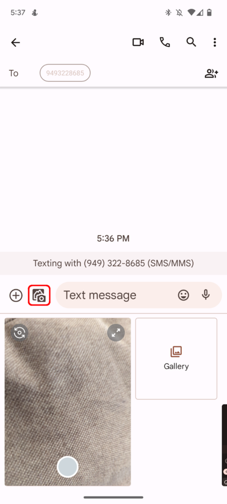 Opening an image in a conversation on Android