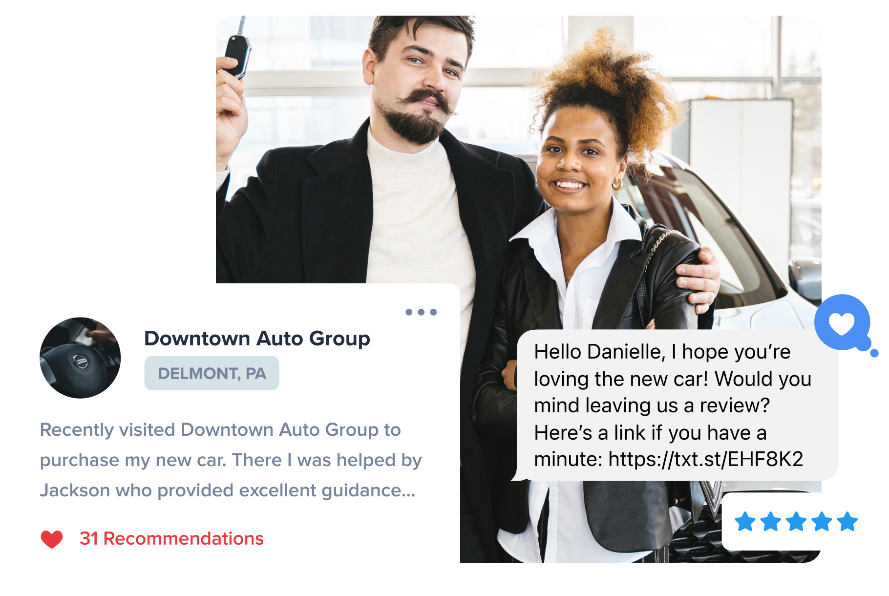 Generate more dealership reviews with text messages example