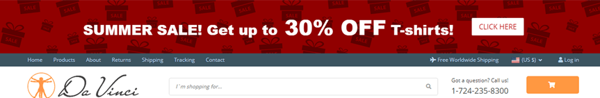 A sale promotion on a website banner