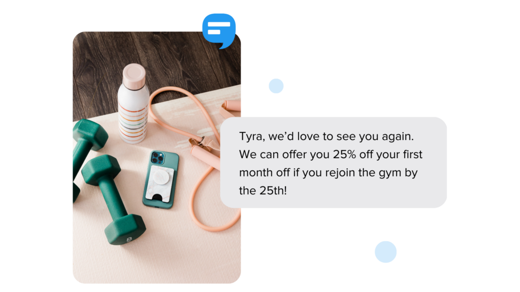 sales text message template for a gym discount