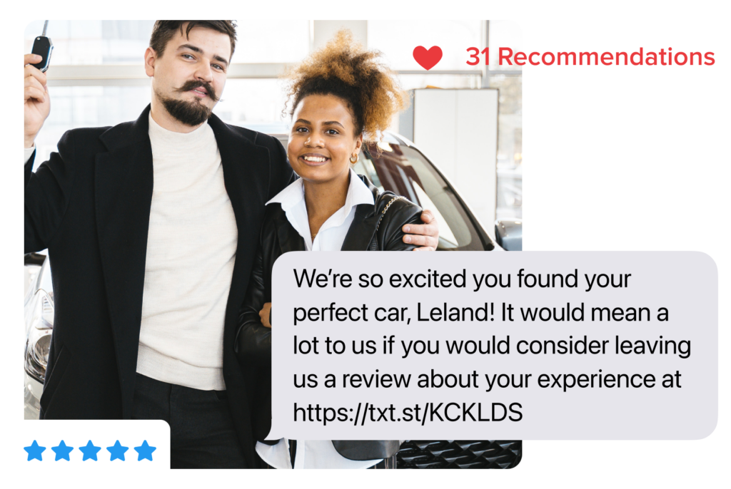 Nissan dealership feedback request text message