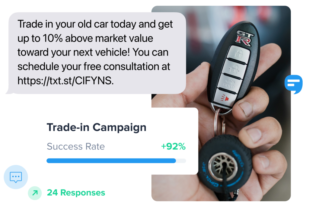 Nissan dealership trade-in campaign text message