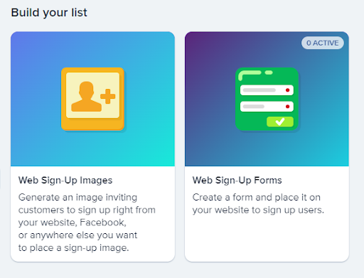 web sign up forms and web sign up images apps in SimpleTexting