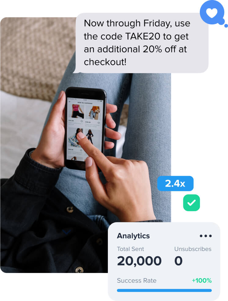 text message marketing tool for ecommerce and retail example