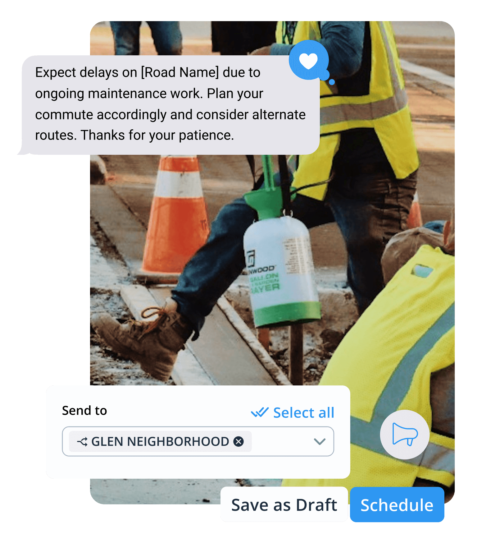 government text message campaign about construction work