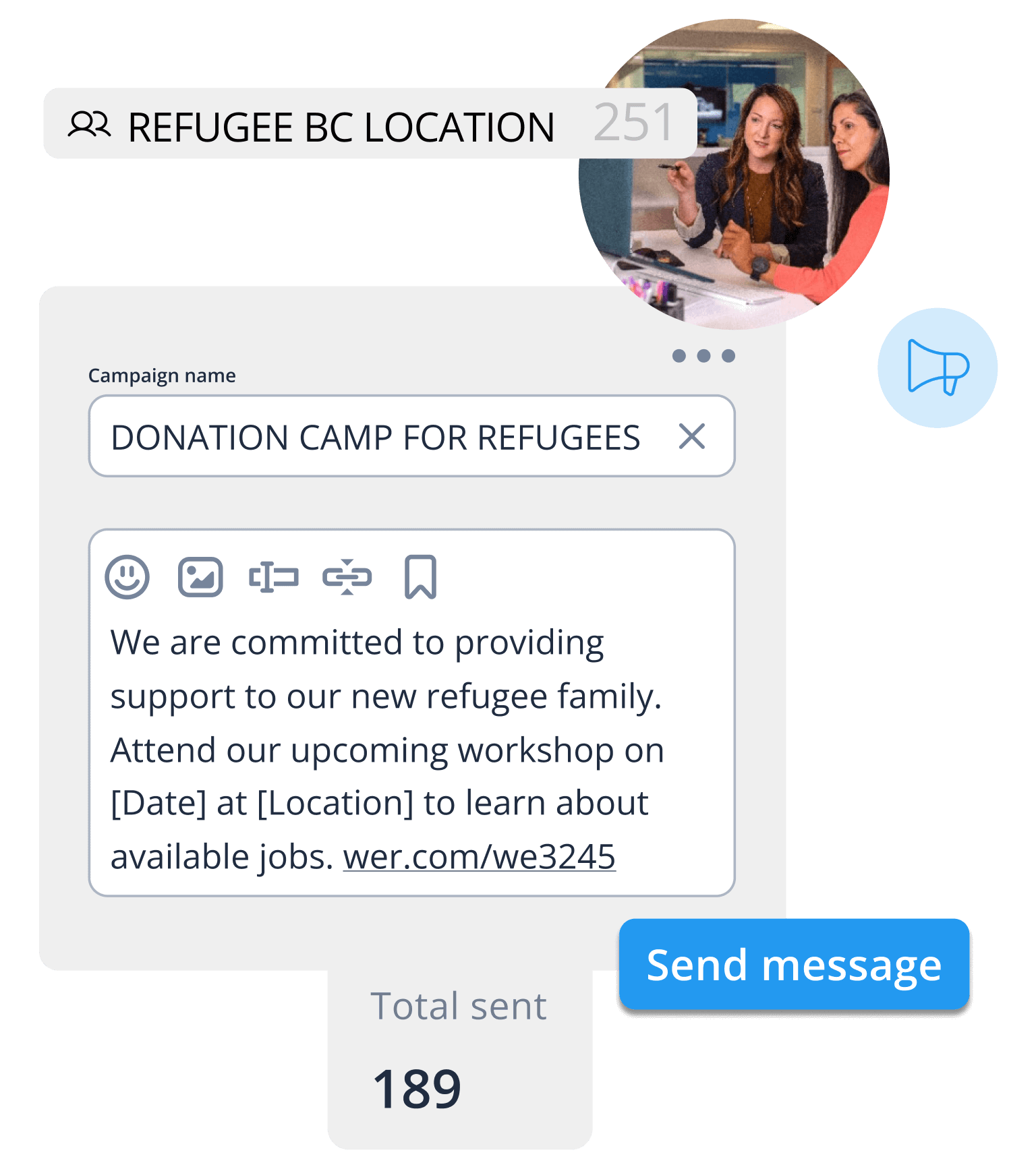 donation mass text message campaign