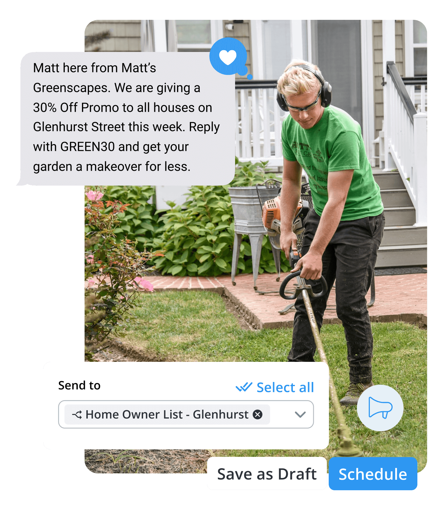 text message marketing tool for home services example