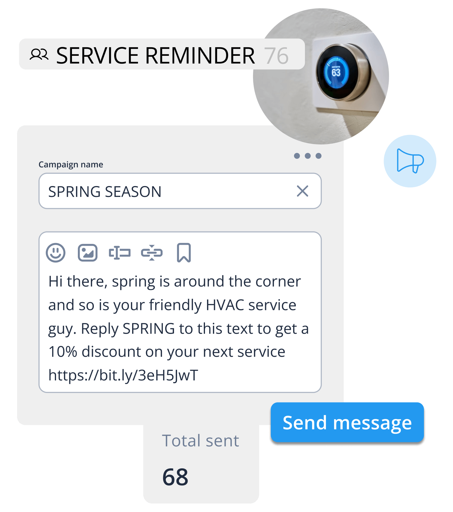 home services company text message reminder about HVAC cleaning
