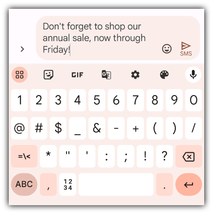 An example of how to add a GIF to a text on an android phone