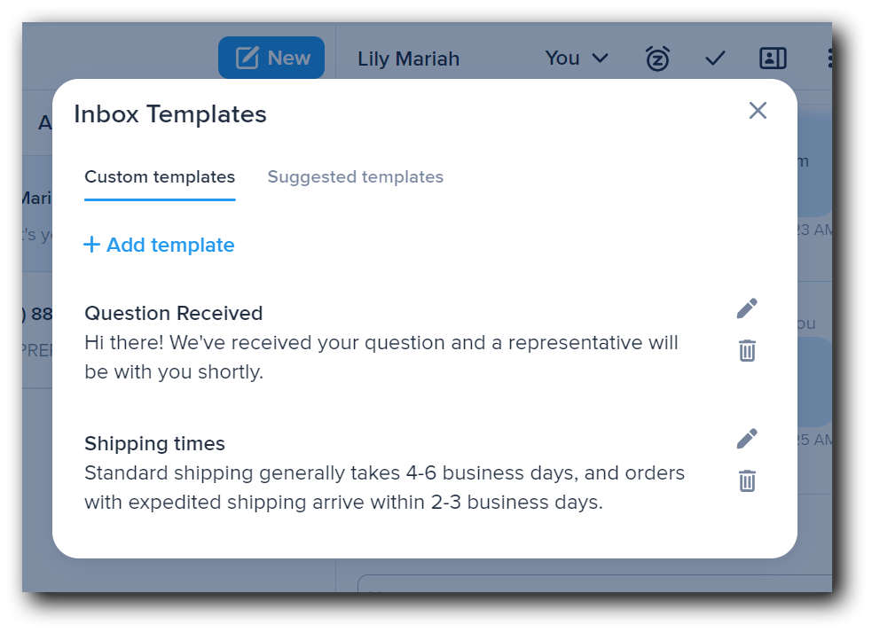 A look at SimpleTexting's inbox templates