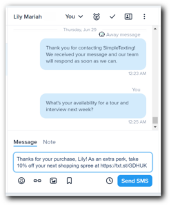 How to send a coupon via text through the SimpleTexting inbox