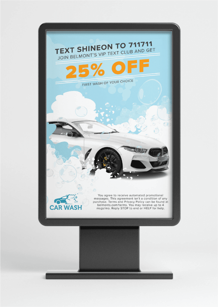 illustration of a car wash's text message ad campaign