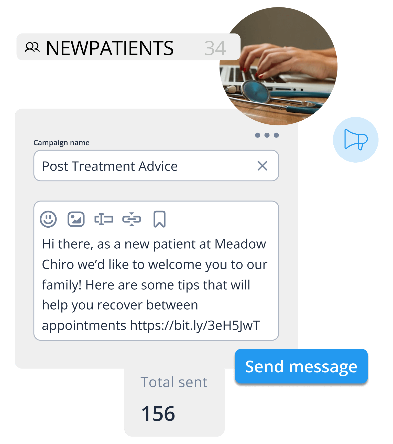 draft of a medical practice SMS welcome message