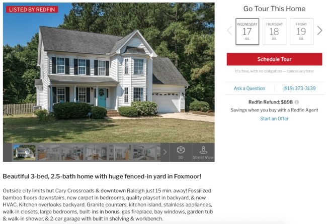 Example of real estate description with well-written headline