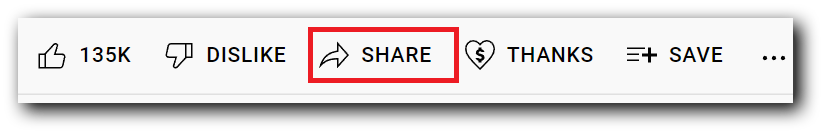 Locating the share via text button on YouTube