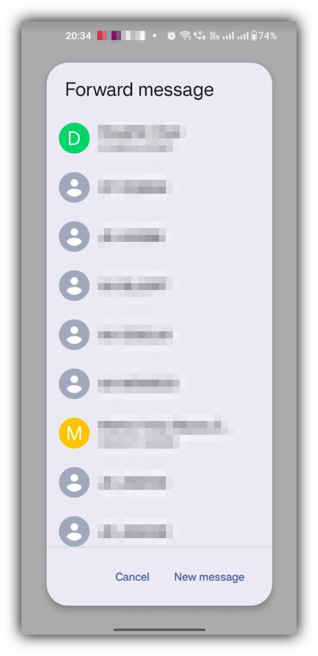 Forward text messages to contacts on Android