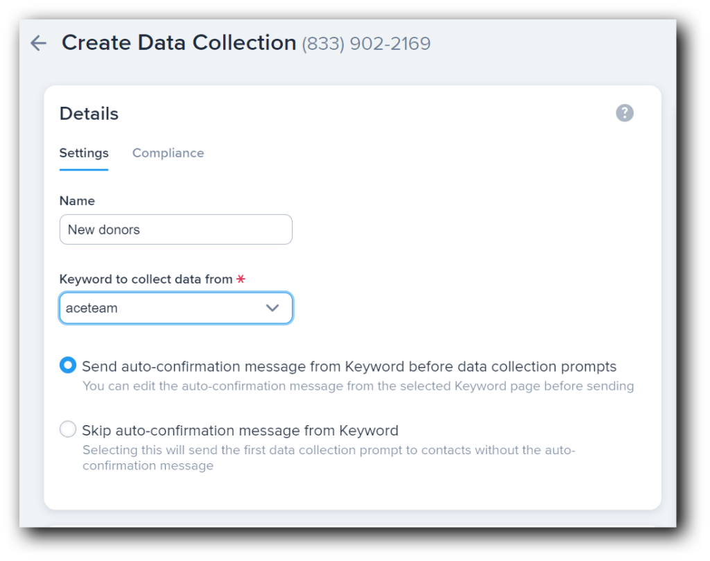 Creating a text-to-donate data collection series