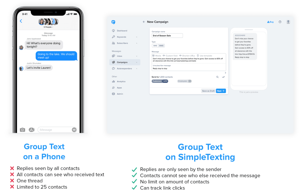 The best group text app without reply all SimpleTexting