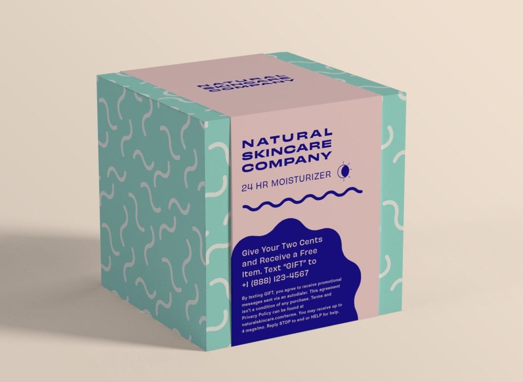 A keyword featured on skincare product packaging