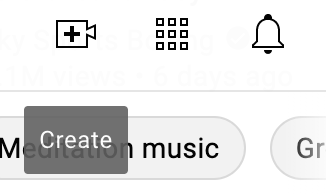The Create button on YouTube