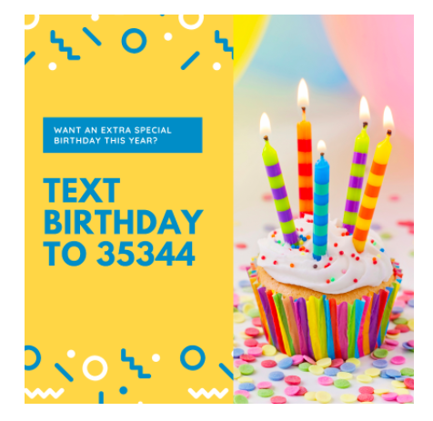 A special text keyword for happy birthday messages