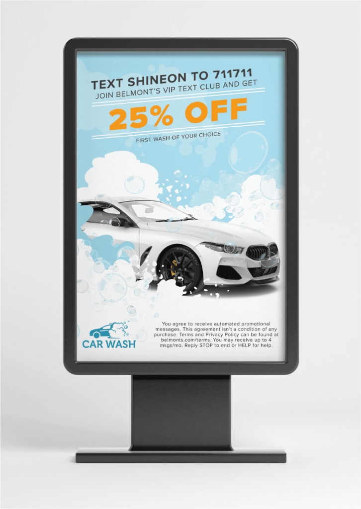 Example of a car wash SMS short code