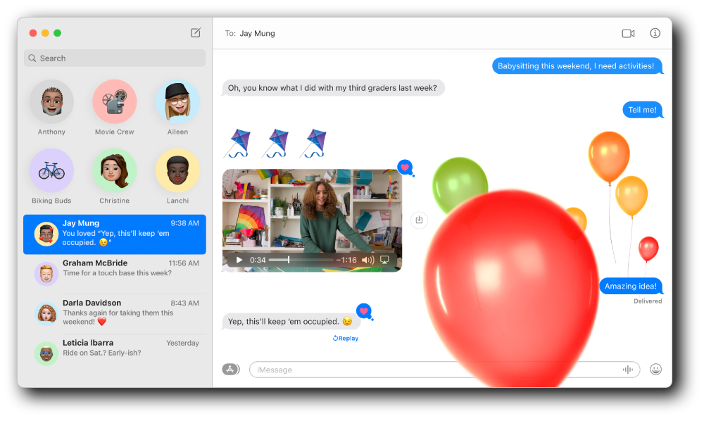 A screenshot of an Apple Messages conversation between Apple users.